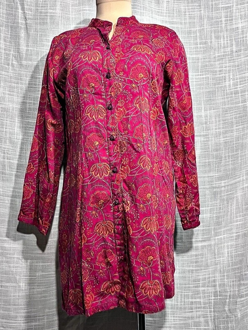 Anokhi Floral Cotton Midi Dress Pink Large Like New